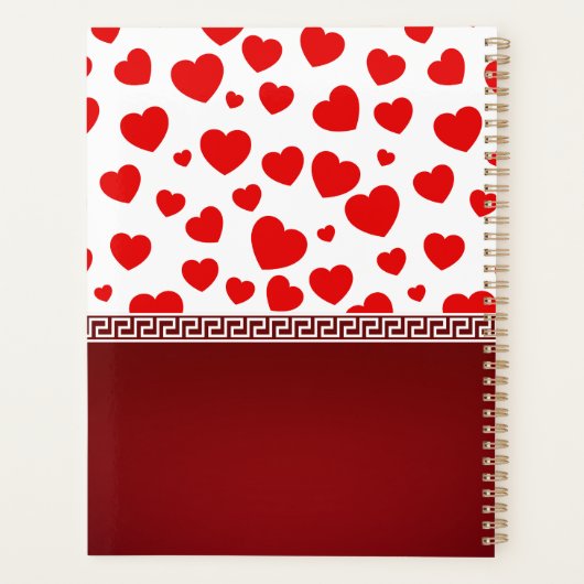 Girly Elegant Red Heart Aangepaste naam Planner (Achterkant)