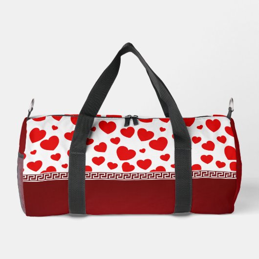 Girly Elegant Red Heart Aangepaste naam Plunjezak (Achterkant)