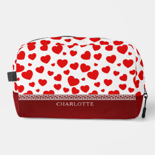 Girly Elegant Red Heart Aangepaste naam Toilettasje