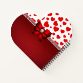 Girly Elegant Red Heart, Red Ribbon Custom Name Notitieboek (Achterkant)