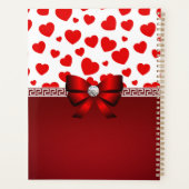 Girly Elegant Red Heart, Red Ribbon Custom Name Planner (Achterkant)