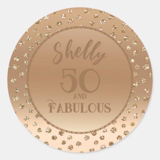 Girly Elegant Roos Gold Glitter Sequin Ronde Sticker (Voorkant)