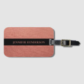 Girly Elegant Roos Goud Roze Monogram Naam Reizen Bagagelabel (Voorkant (horizontaal))