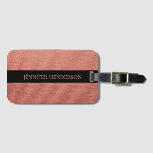 Girly Elegant Roos Goud Roze Monogram Naam Reizen Bagagelabel (Voorkant (horizontaal))