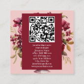 Girly Elegant Roze Bourgogne Rode Rozen Vierkante Visitekaartje (Achterkant)