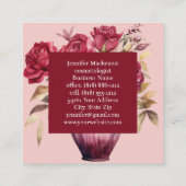 Girly Elegant Roze Bourgogne Rode Rozen Vierkante Visitekaartje (Achterkant)