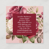 Girly Elegant Roze Bourgogne Rode Rozen Vierkante Visitekaartje (Achterkant)