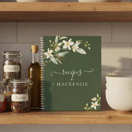 Girly Elegant Wildflower Greenery Botanical Recipe Notitieboek