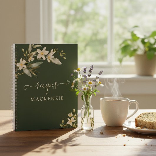 Girly Elegant Wildflower Greenery Botanical Recipe Notitieboek