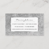 Girly elegante chique zilveren glitter marmer klantenkaartje (Achterkant)