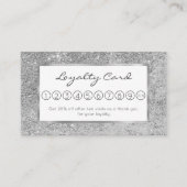 Girly elegante chique zilveren glitter marmer klantenkaartje (Voorkant)