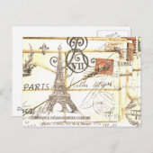 girly elegante romantische bloemenParijs Eiffel Briefkaart (Voorkant / Achterkant)