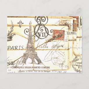 girly elegante romantische bloemenParijs Eiffel Briefkaart