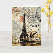 girly elegante romantische bloemenParijs Eiffel Kaart (Gele Bloem)