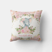 Girly Elephant Blush Pink Floral Nursery Decor Kussen (Achterkant)