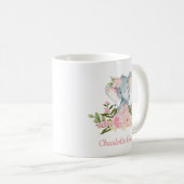 Girly Elephant Blush Pink Waterverf Floral Koffiemok (Voorkant rechts)