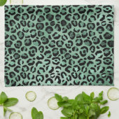 Girly Emerald Green Glam Leopard Print Theedoek (Gevouwen)