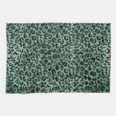 Girly Emerald Green Glam Leopard Print Theedoek (Horizontaal)