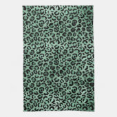 Girly Emerald Green Glam Leopard Print Theedoek (Verticaal)