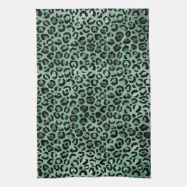 Girly Emerald Green Glam Leopard Print Theedoek