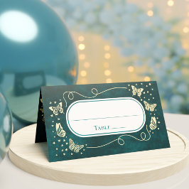 Girly Emerald Green Gold 15 jaar oude vlinders Plaatskaartje