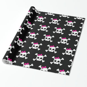 girly emo punk schedel crossbones cadeaupapier