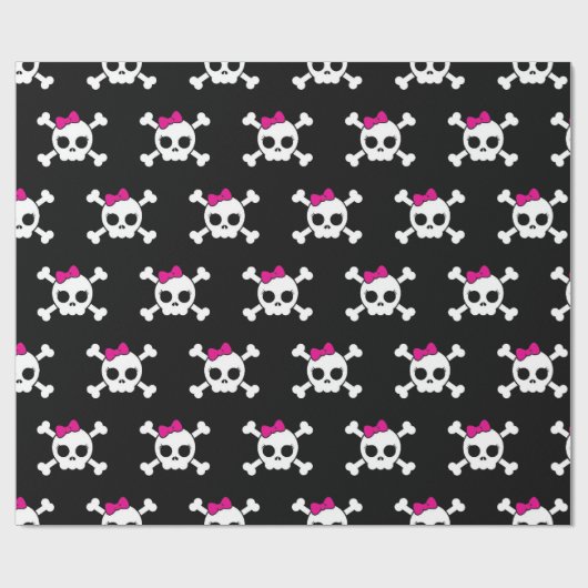 girly emo punk schedel crossbones cadeaupapier (Vlak)
