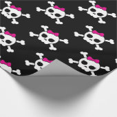 girly emo punk schedel crossbones cadeaupapier (Hoek)