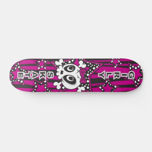 Girly Emo Skull Persoonlijk Skateboard (Horizontaal)