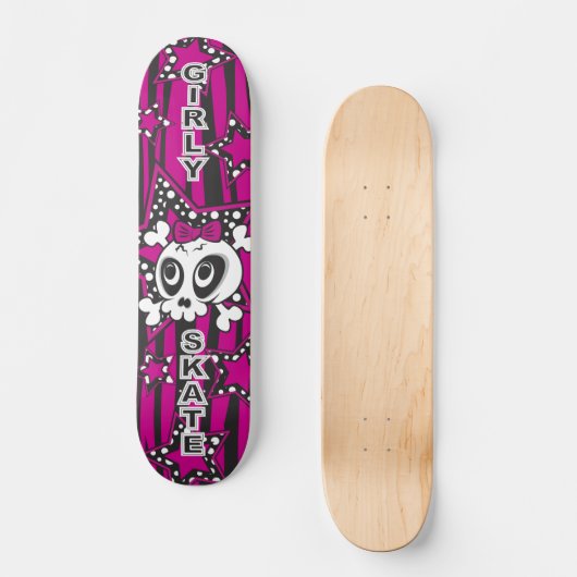 Girly Emo Skull Persoonlijk Skateboard (Voorkant)