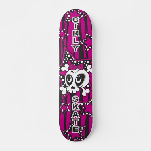 Girly Emo Skull Persoonlijk Skateboard (Voorkant)