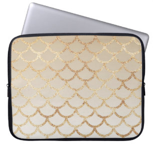 Girly en Glam Ombre Gold Mermaid Glitter Sparkles Laptop Sleeve