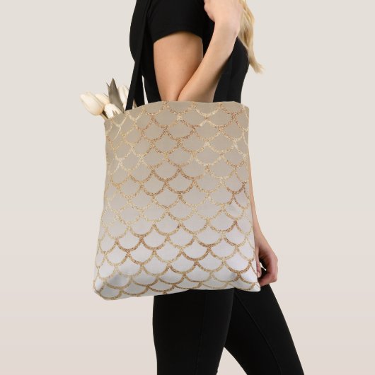 Girly en Glam Ombre Gold Mermaid Glitter Sparkles Tote Bag (Dichtbij)