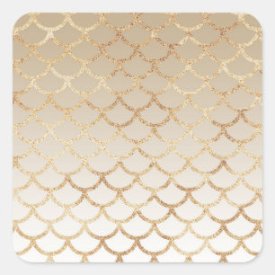 Girly en Glam Ombre Gold Mermaid Glitter Sparkles Vierkante Sticker