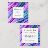 Girly en Trendy Paarse Blauwe Ink en Gouden Sparkl Vierkante Visitekaartje (Voorkant / Achterkant)