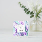 Girly en Trendy Paarse Groene Witte Ink & Sparkles Vierkante Visitekaartje (Staand voorkant)