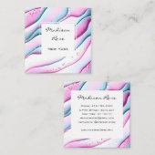 Girly en Trendy Pink Aqua White Ink en Sparkles Vierkante Visitekaartje (Voorkant / Achterkant)