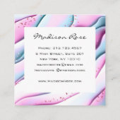 Girly en Trendy Pink Aqua White Ink en Sparkles Vierkante Visitekaartje (Achterkant)