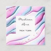 Girly en Trendy Pink Aqua White Ink en Sparkles Vierkante Visitekaartje (Voorkant)