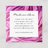 Girly en Trendy Roze en Paarse Ink Blue Sparkles Vierkante Visitekaartje (Achterkant)