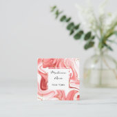 Girly en Trendy Roze Perzik Witte Inkt Gouden Spar Vierkante Visitekaartje (Staand voorkant)