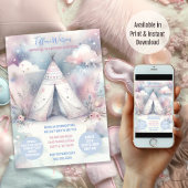 Girly Enchanted Teepee Sleepover Verjaardagsfeest Kaart