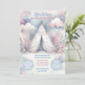 Girly Enchanted Teepee Sleepover Verjaardagsfeest Kaart (Staand voorkant)