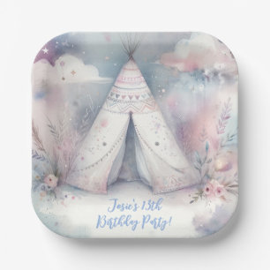 Girly Enchanted Teepee Sleepover Verjaardagsfeest Papieren Bordje