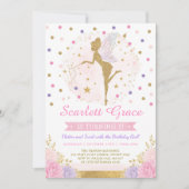 Girly Fairy Blush Pink Floral Birthday Kaart (Voorkant)