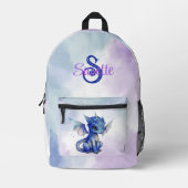 Girly Fantasy Blue Baby Dragon gepersonaliseerd Bedrukte Rugzak (Voorkant)