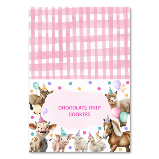 Girly Farm Dieren Ballonnen Verjaardag Voedseletik Kaart (Voorkant)