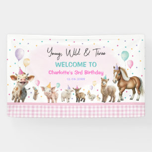 Girly Farm Dieren Young Wild en drie jaar Spandoek