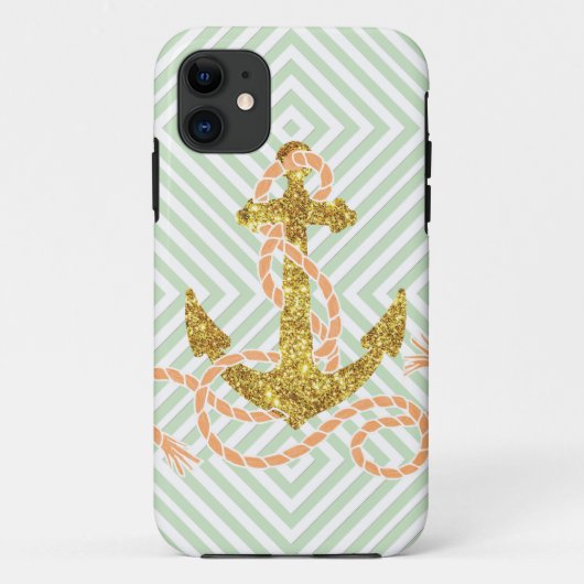 Girly Faux Glitter Anchor Case-Mate iPhone Case (Achterkant)