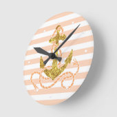 Girly Faux Glitter Anchor Ronde Klok (Hoek)